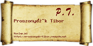 Proszonyák Tibor névjegykártya